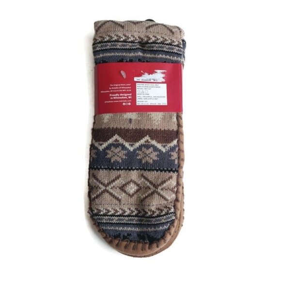 MUK LUKS Mens Slipper Socks Size L/XL Shoe Size 11/13 Tan Tree Warm Comfortable - Picture 5 of 5